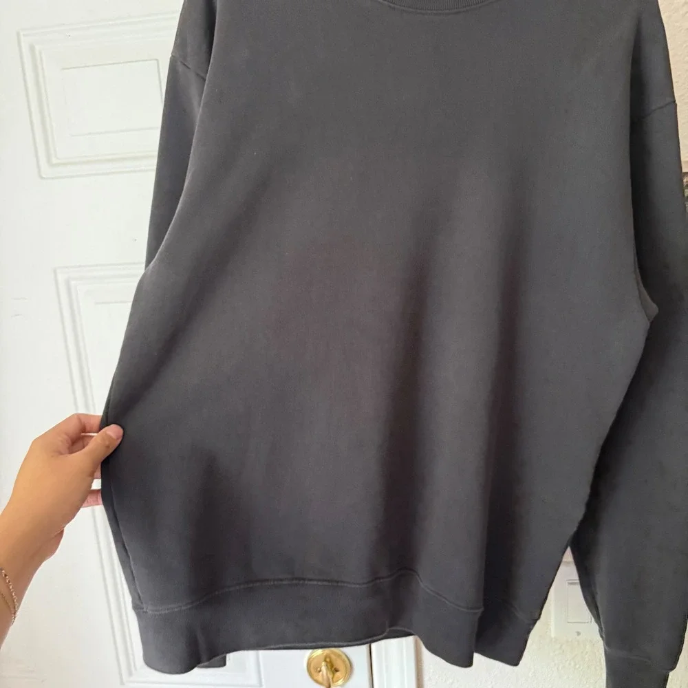 GENERAL QUARTERS charcoal recycled organic cotton crew boxy crew‎ neck sweater